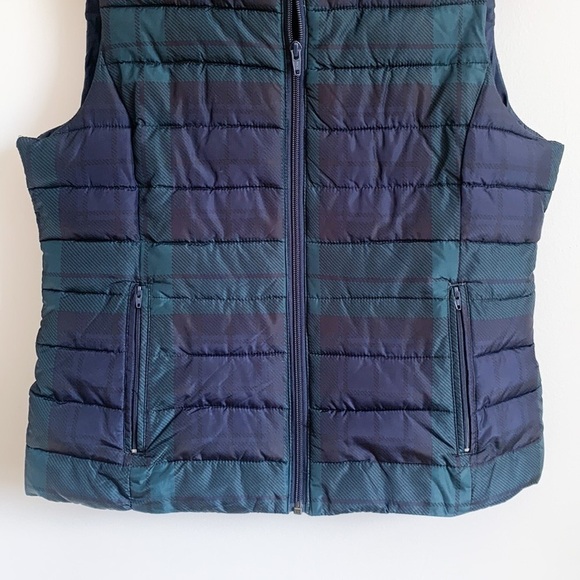 Coldbrook Essentials Navy Blue Green Plaid Puffer Vest Medium - Picture 3 of 7